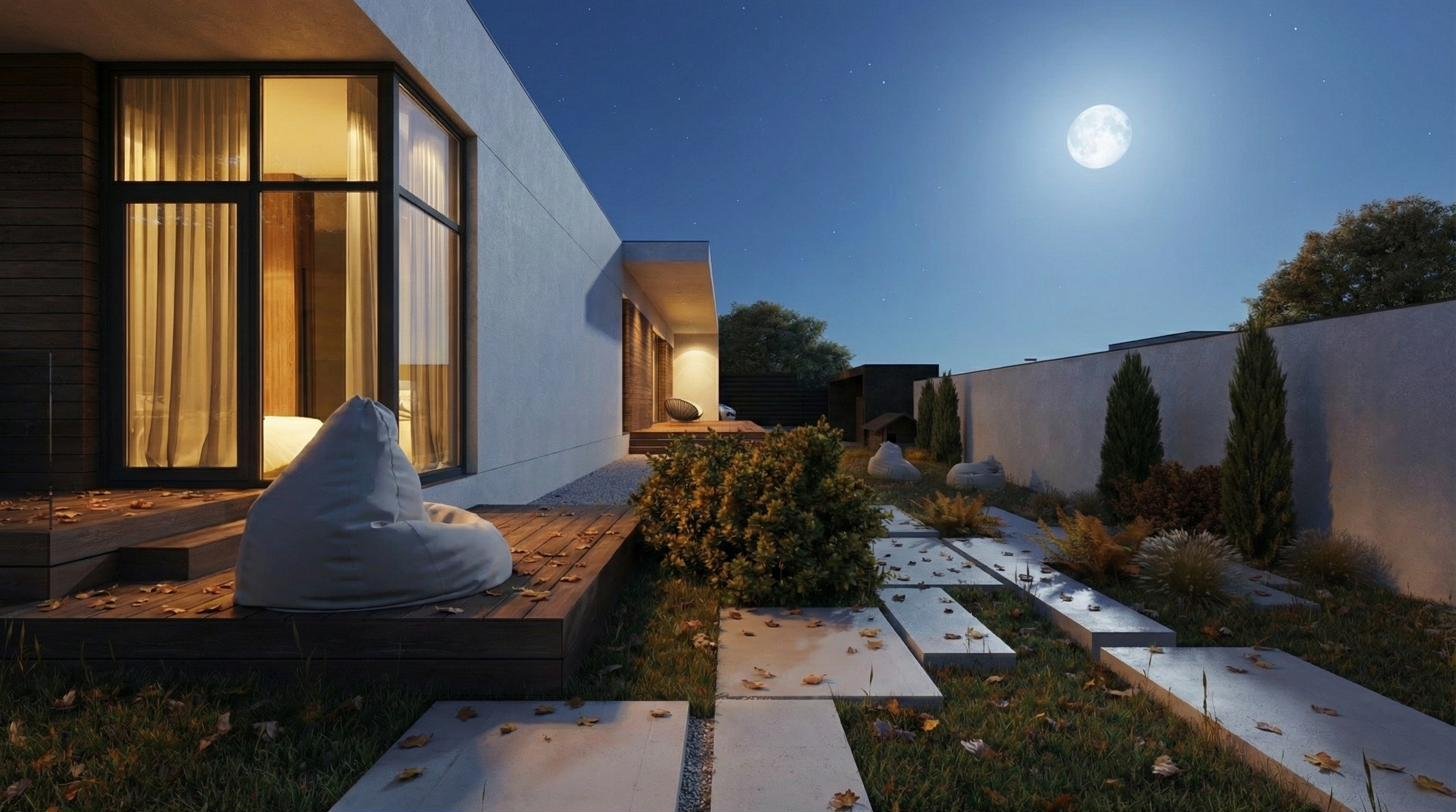 White house at moonlit night