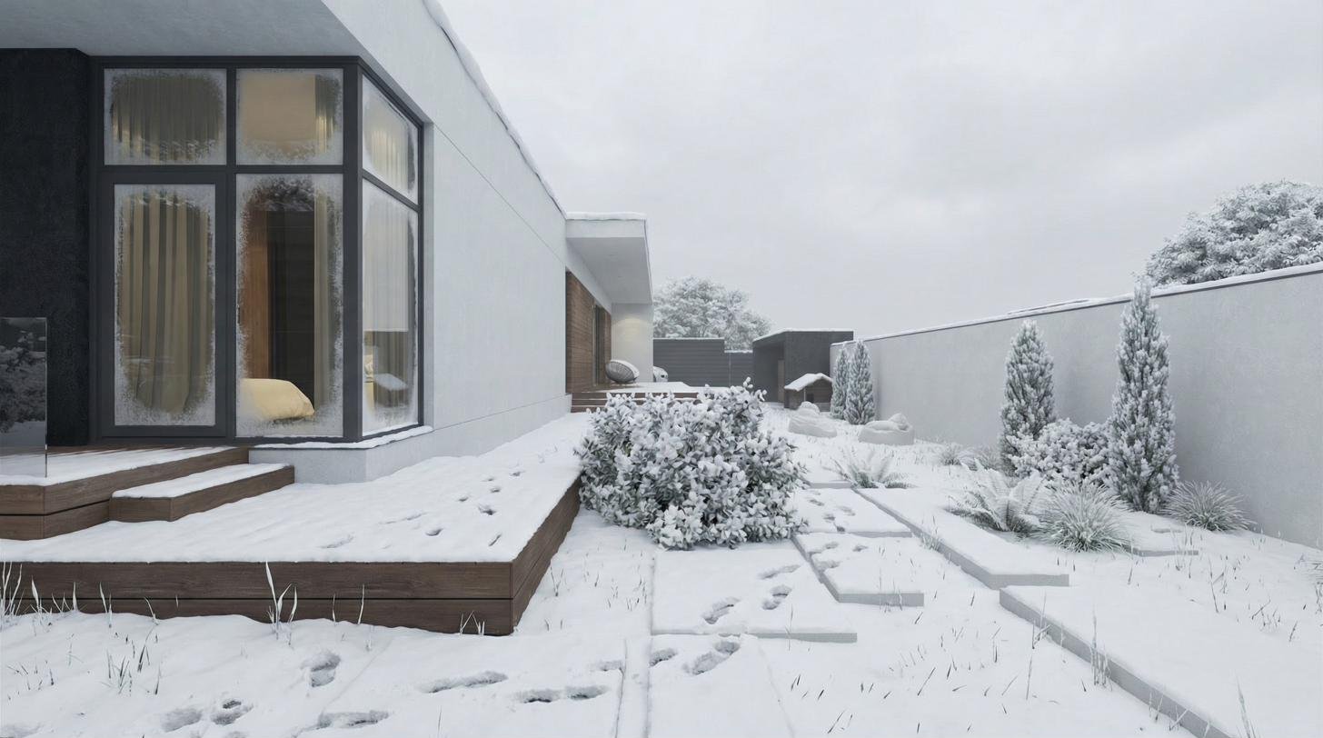 White house under snow